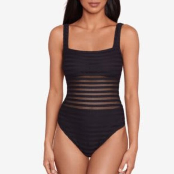 Ralph Lauren Ottoman Mesh Square Neck One Piece Various Sizes - Picture 1 of 5